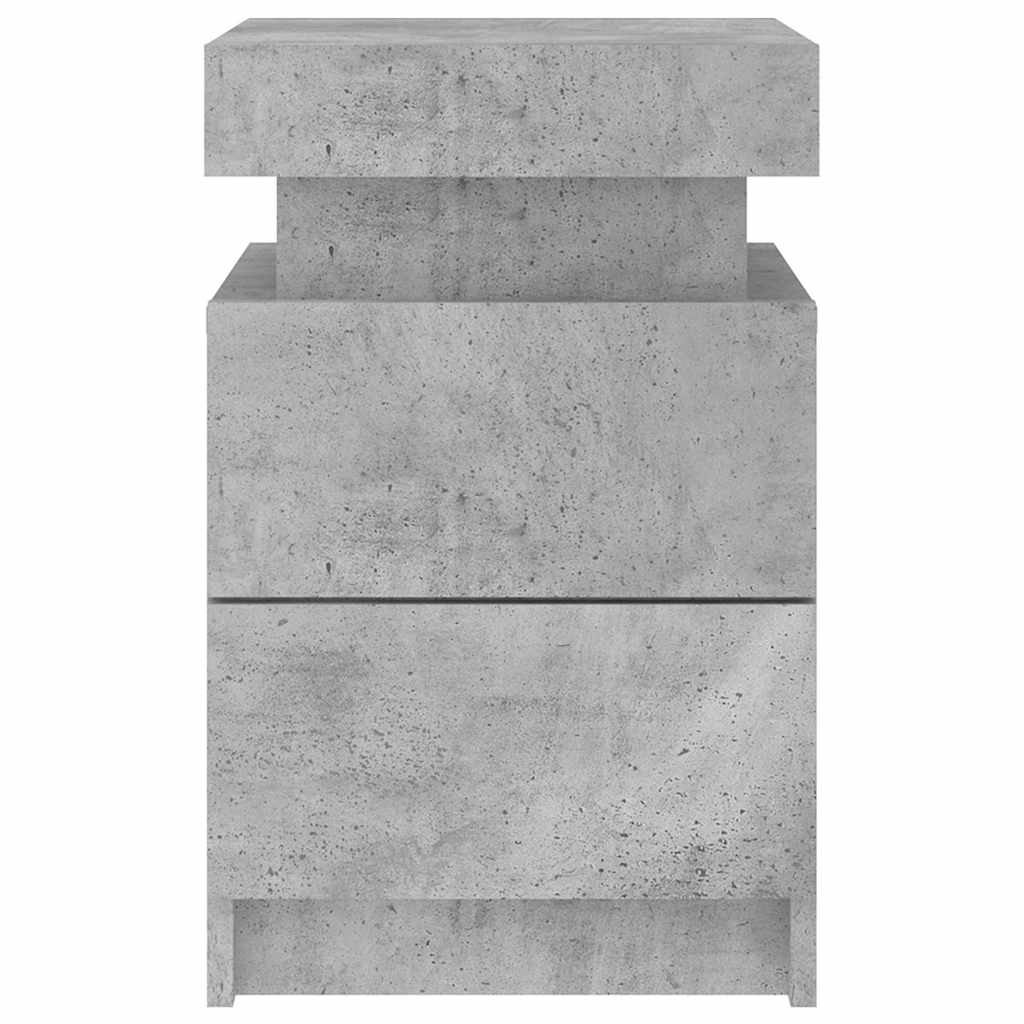 Table de chevet avec lumières LED gris béton 35x39x55 cm - XIOS