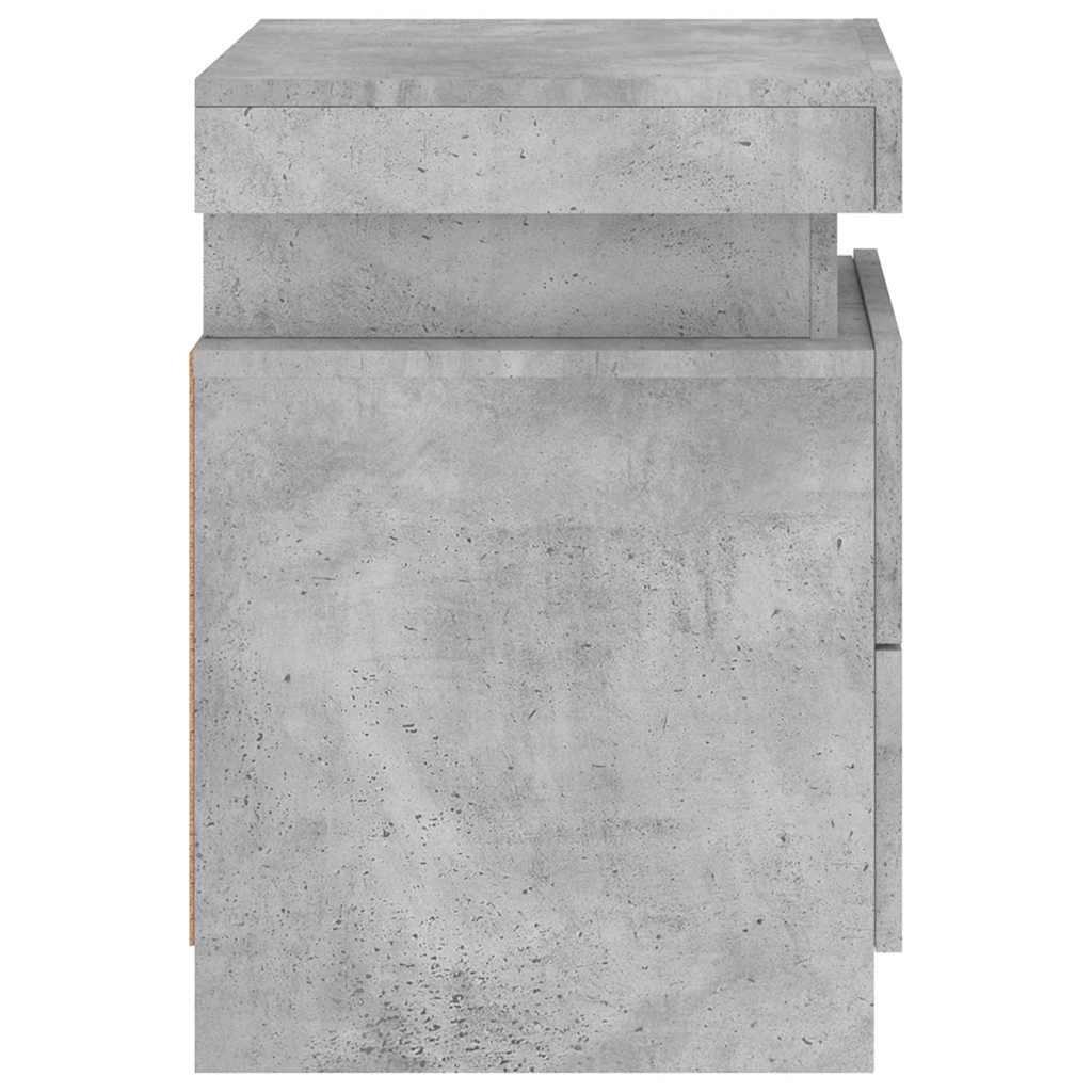 Table de chevet avec lumières LED gris béton 35x39x55 cm - XIOS
