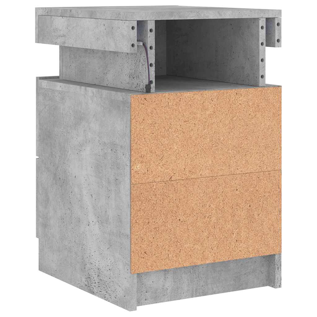 Table de chevet avec lumières LED gris béton 35x39x55 cm - XIOS