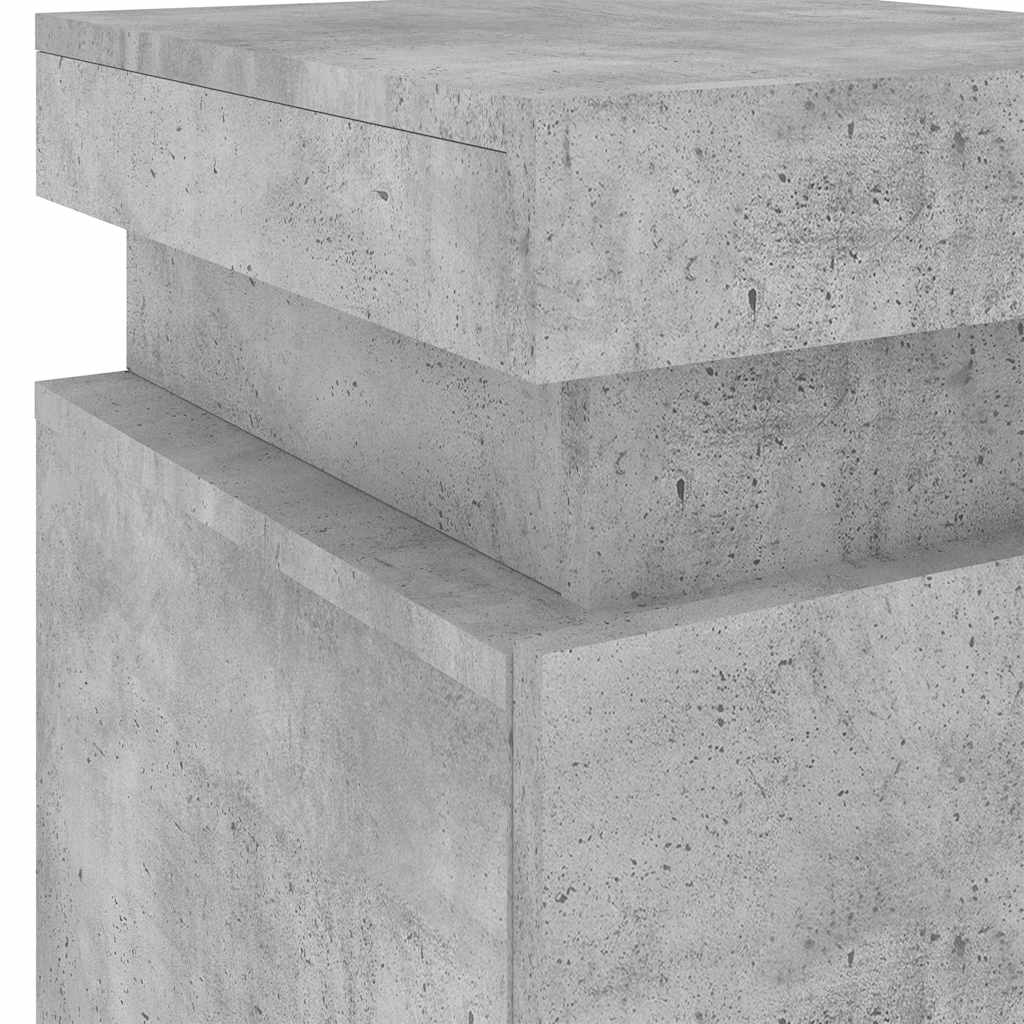Table de chevet avec lumières LED gris béton 35x39x55 cm - XIOS