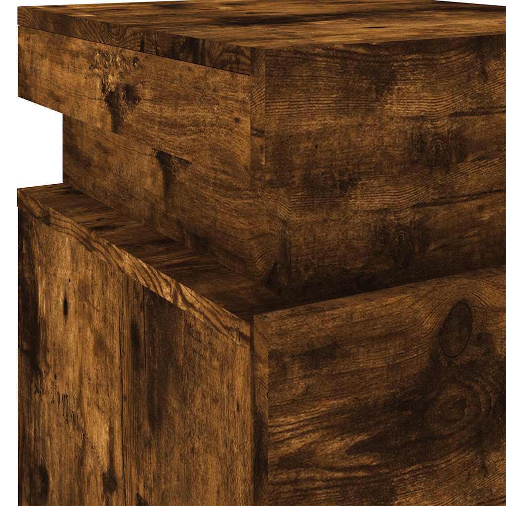 Tables de chevet avec lumières LED 2 pcs chêne fumé 35x39x55 cm - XIOS