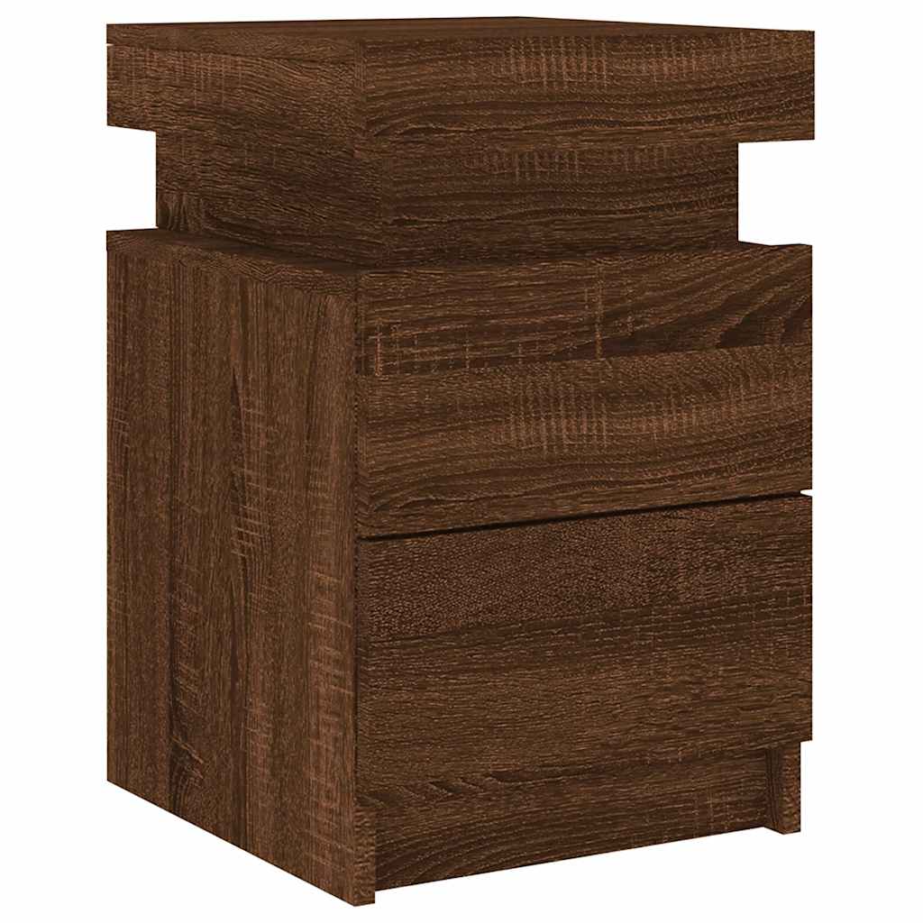 Table de chevet avec lumières LED chêne marron 35x39x55 cm - XIOS