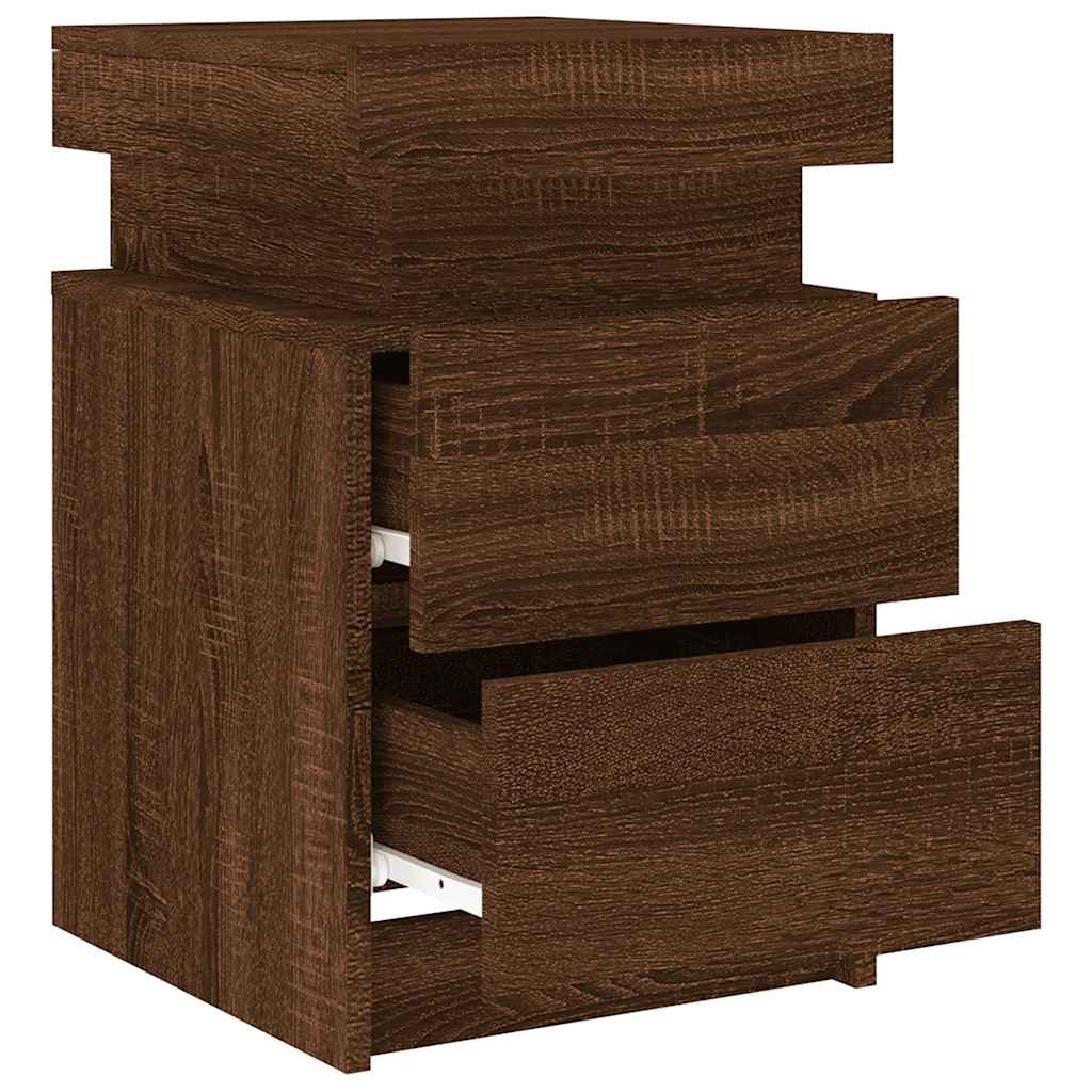 Table de chevet avec lumières LED chêne marron 35x39x55 cm - XIOS