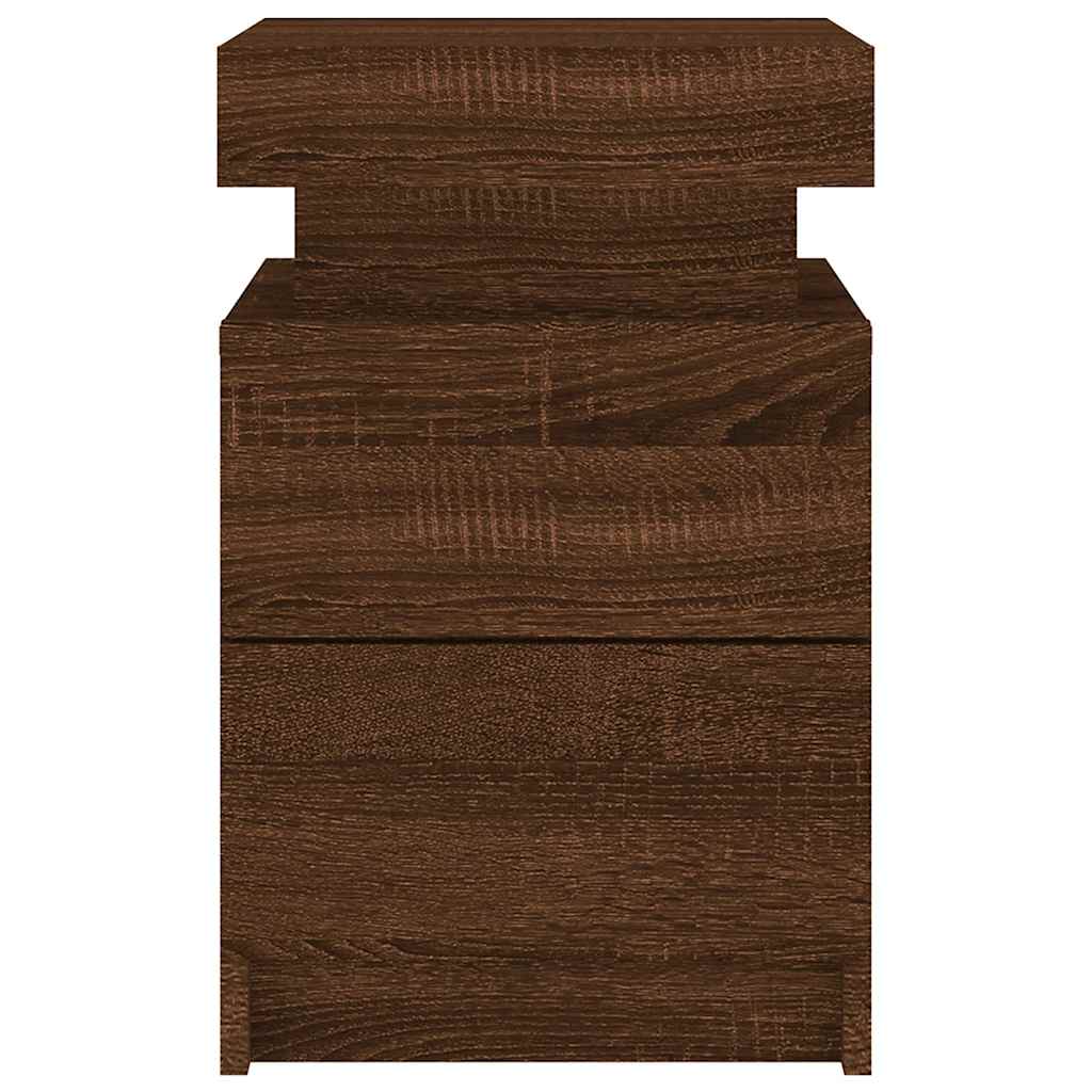 Table de chevet avec lumières LED chêne marron 35x39x55 cm - XIOS