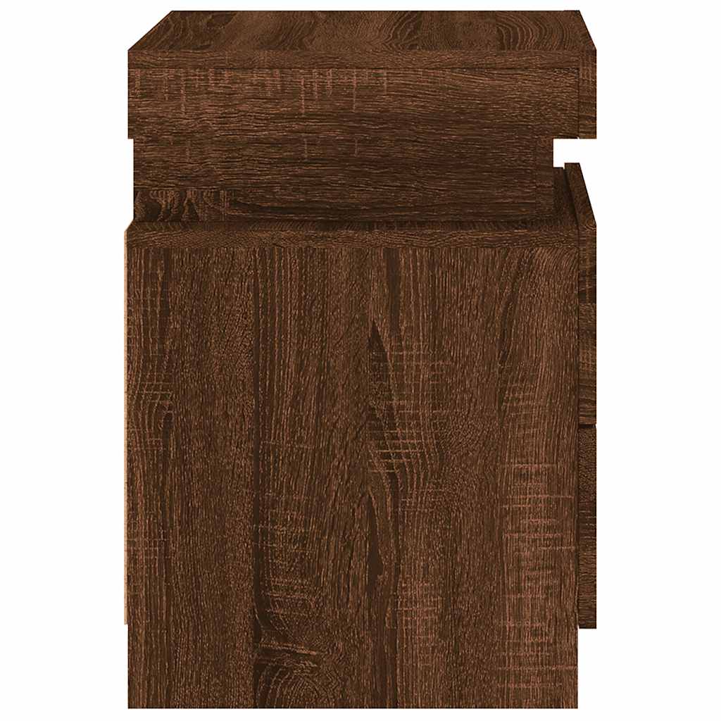 Table de chevet avec lumières LED chêne marron 35x39x55 cm - XIOS