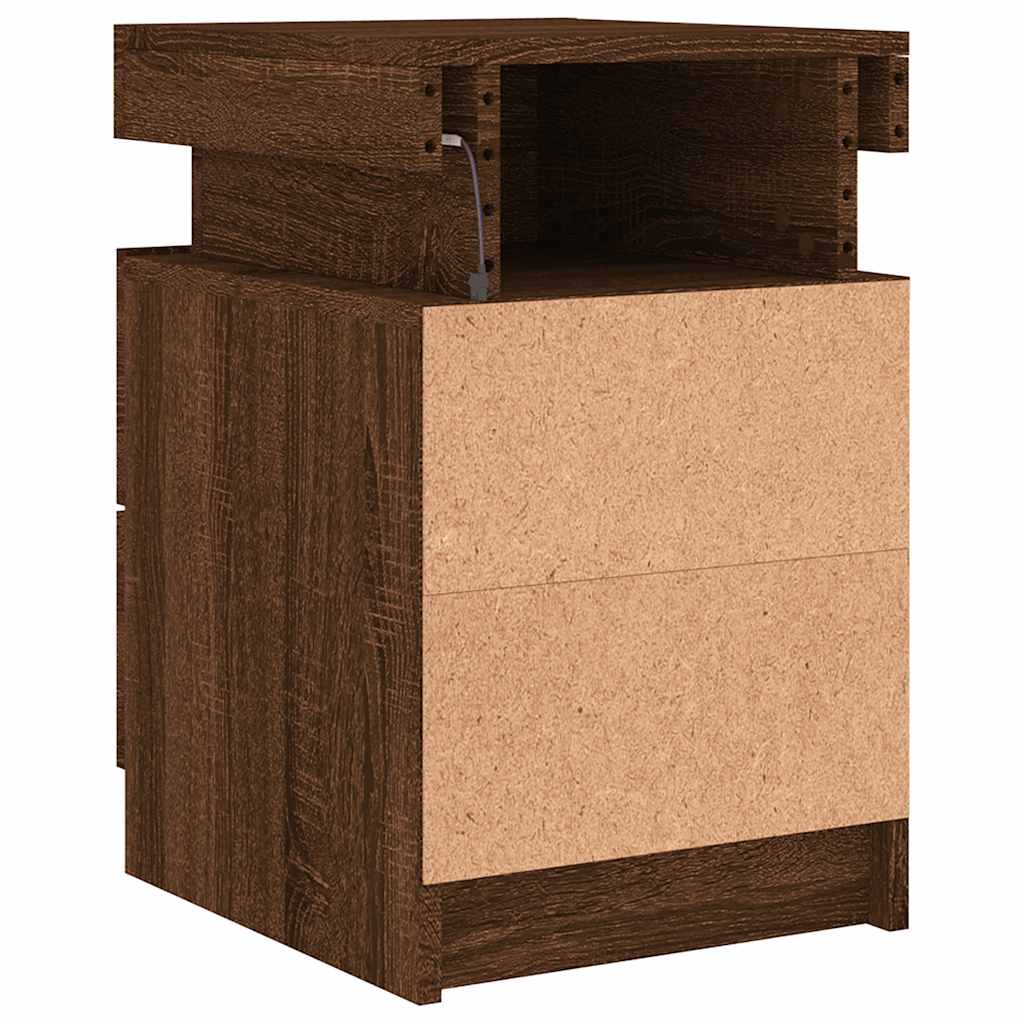 Table de chevet avec lumières LED chêne marron 35x39x55 cm - XIOS