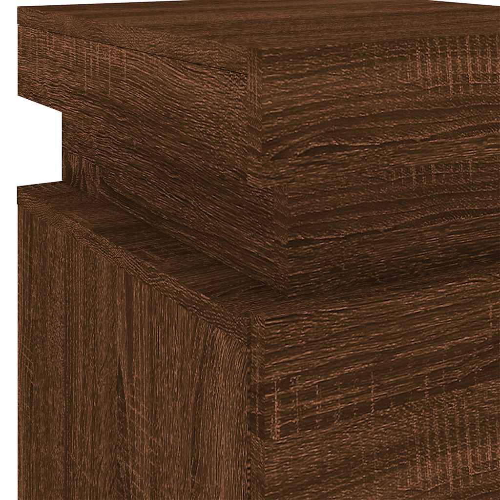 Table de chevet avec lumières LED chêne marron 35x39x55 cm - XIOS