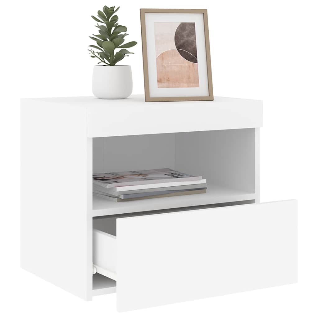 Table de chevet avec lumières LED blanc 50x40x45 cm - XIOS