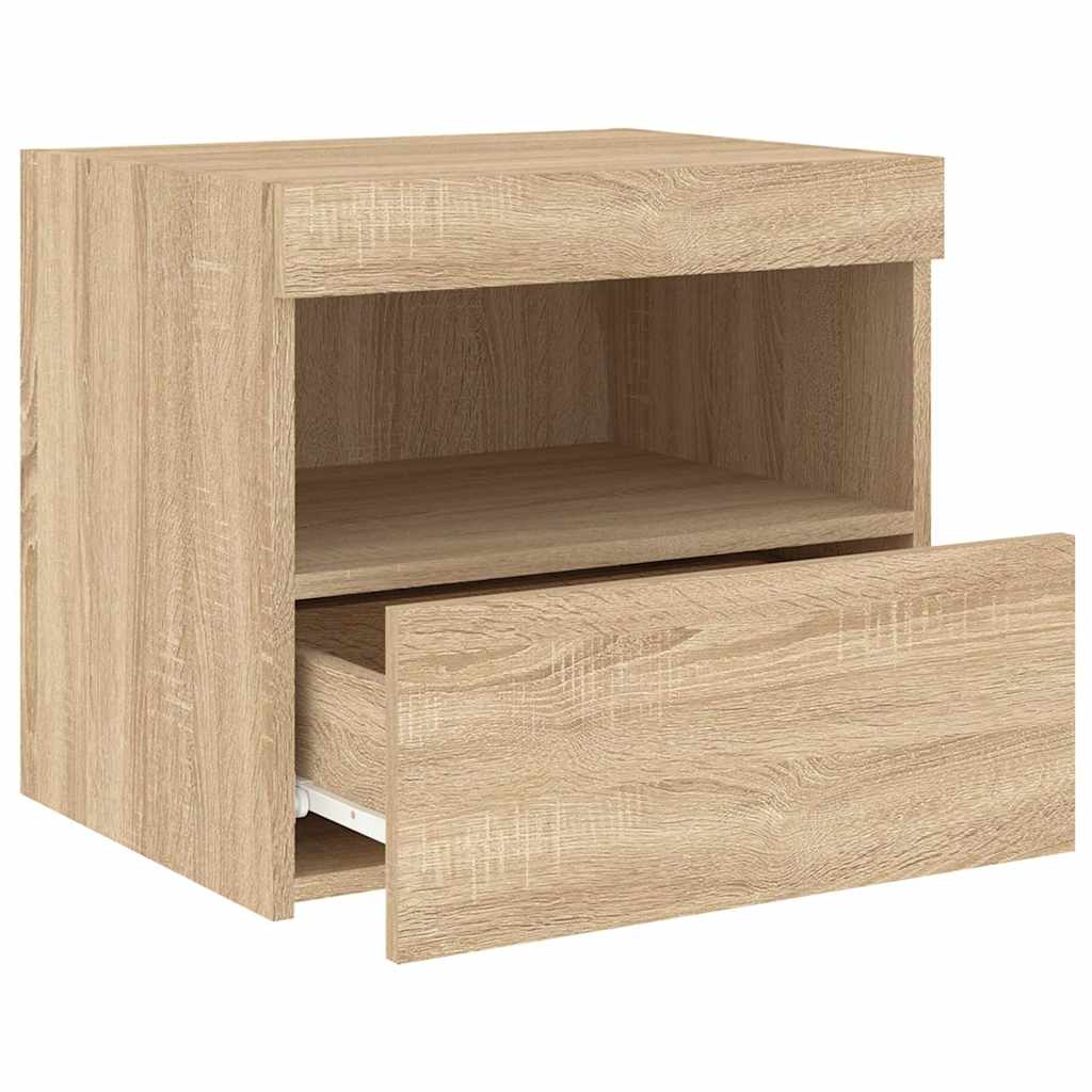 Tables de chevet et lumières LED 2 pcs chêne sonoma 50x40x45 cm