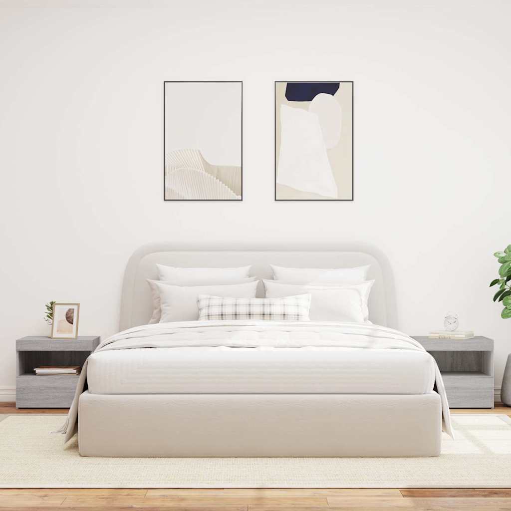 Tables de chevet avec lumières LED 2 pcs sonoma gris 50x40x45cm