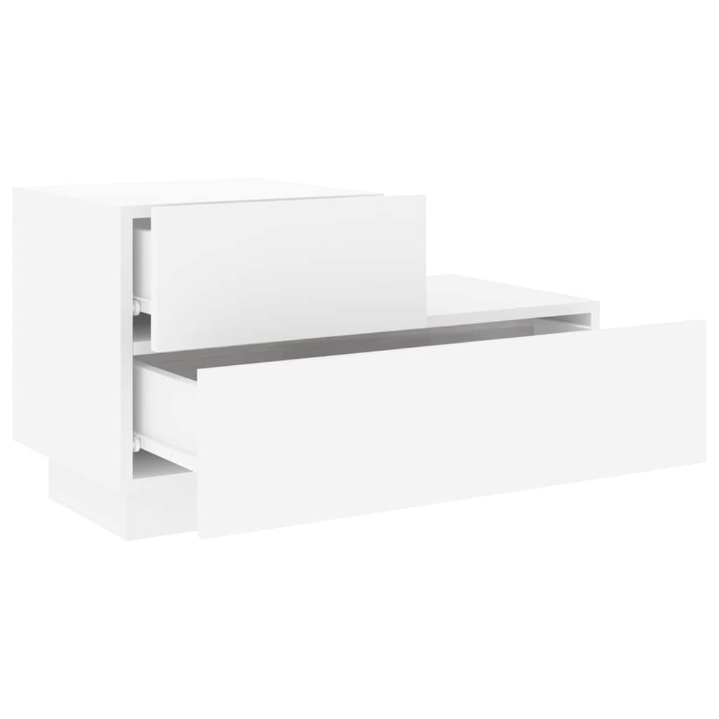 Table de chevet avec lumières LED blanc 70x36x40,5 cm