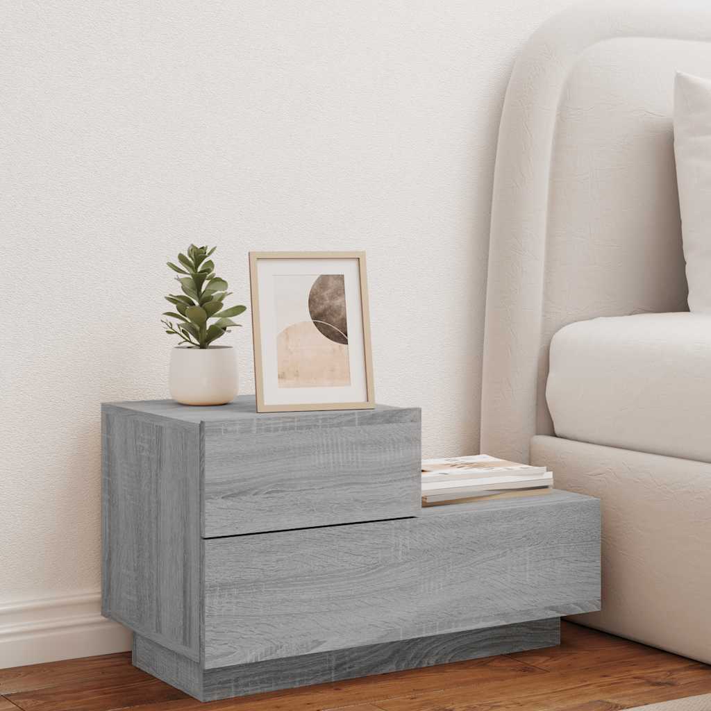 Table de chevet avec lumières LED sonoma gris 70x36x40,5 cm - XIOS