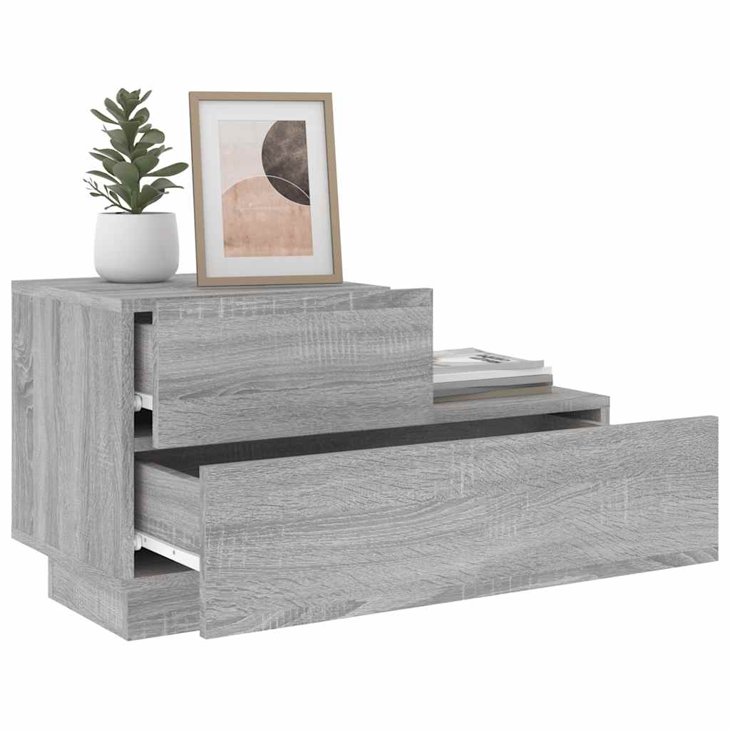 Table de chevet avec lumières LED sonoma gris 70x36x40,5 cm - XIOS