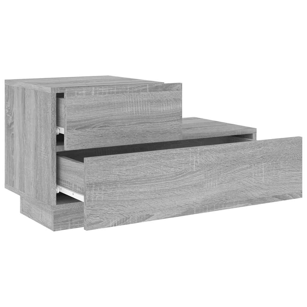 Table de chevet avec lumières LED sonoma gris 70x36x40,5 cm - XIOS