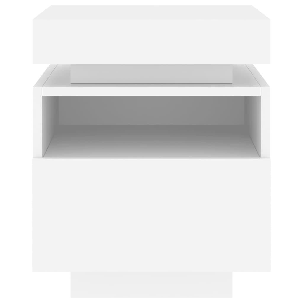 Armoire de chevet avec lumières LED blanc 40x39x48,5 cm