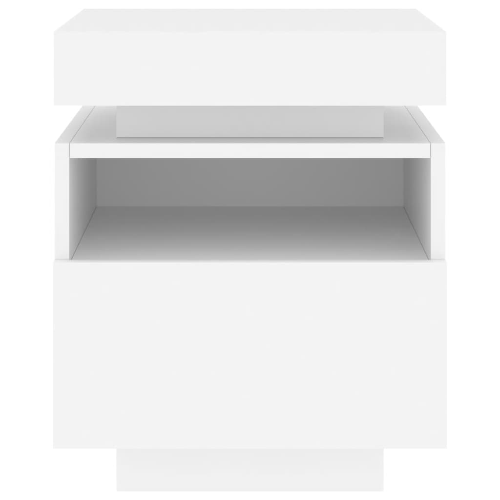 Armoires de chevet avec lumières LED 2 pcs blanc 40x39x48,5 cm