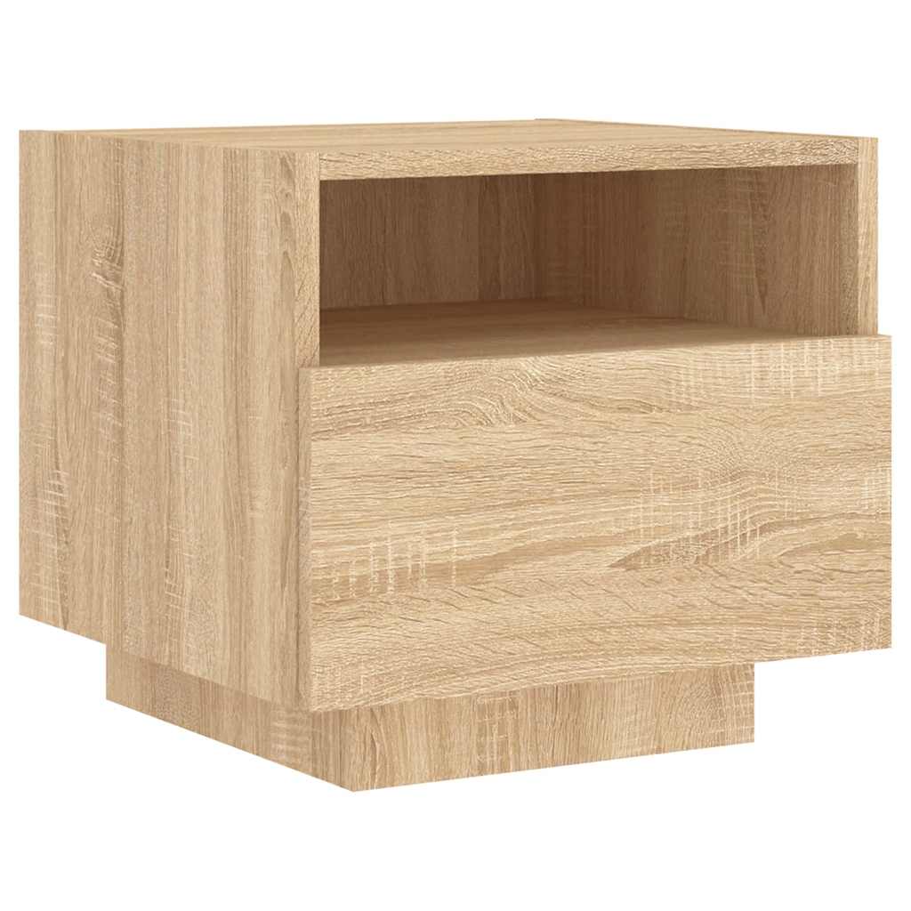 Armoires de chevet avec lumières LED 2 pcs chêne sonoma