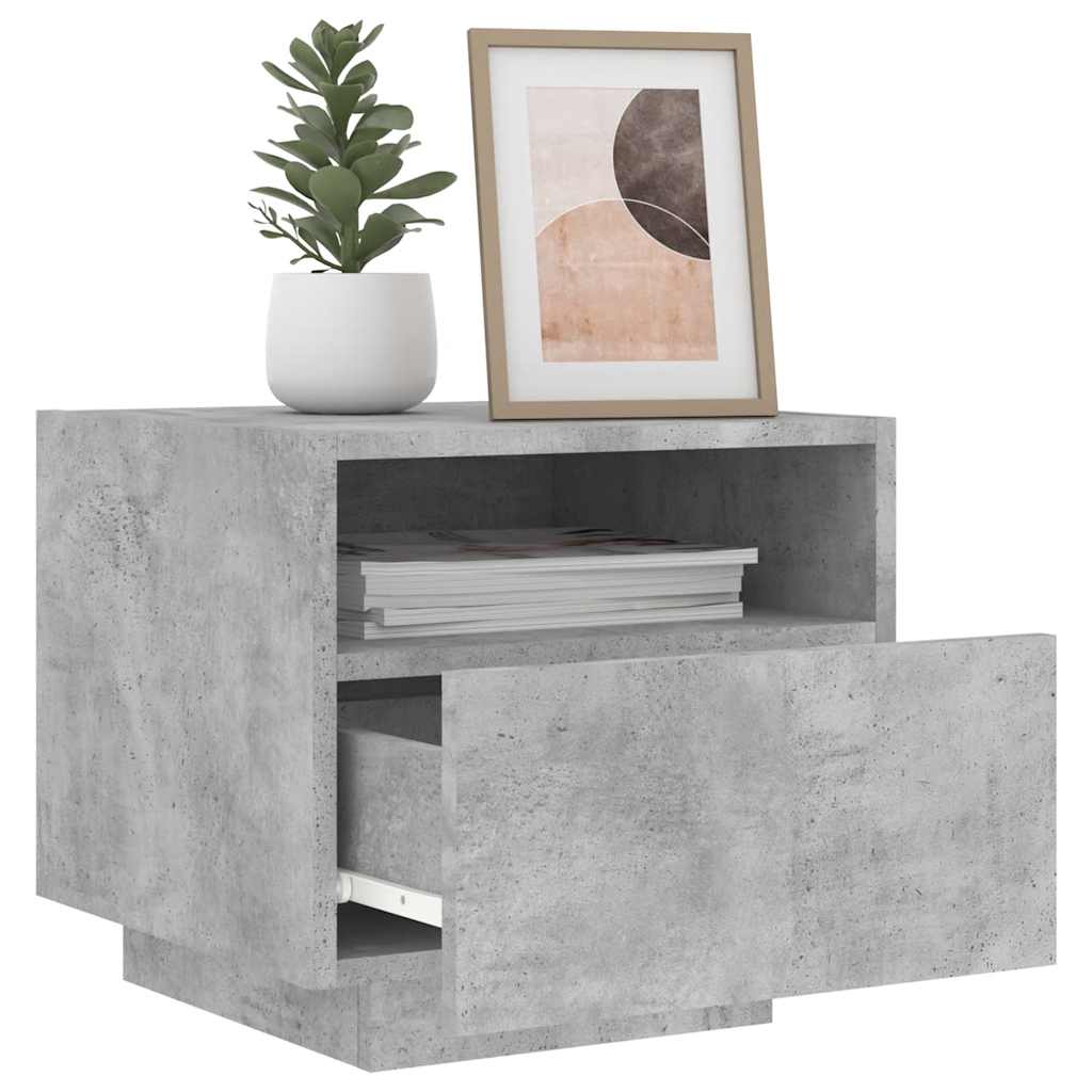 Table de chevet avec lumières LED gris béton 40x39x37 cm - XIOS