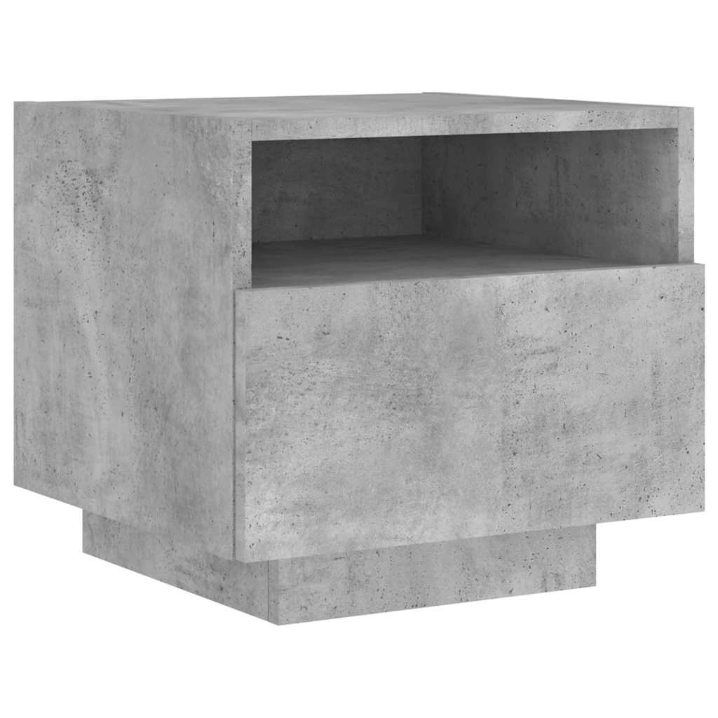 Table de chevet avec lumières LED gris béton 40x39x37 cm - XIOS