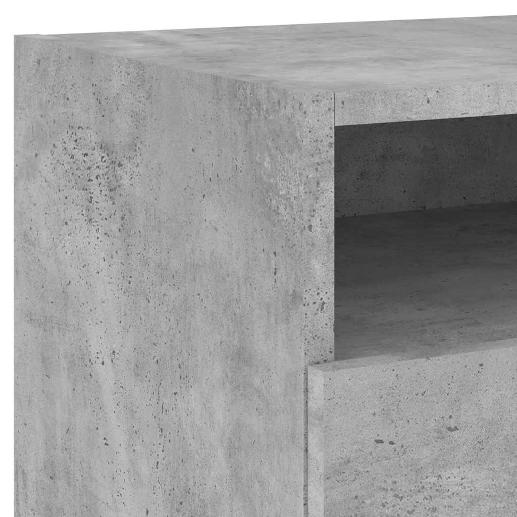 Table de chevet avec lumières LED gris béton 40x39x37 cm - XIOS