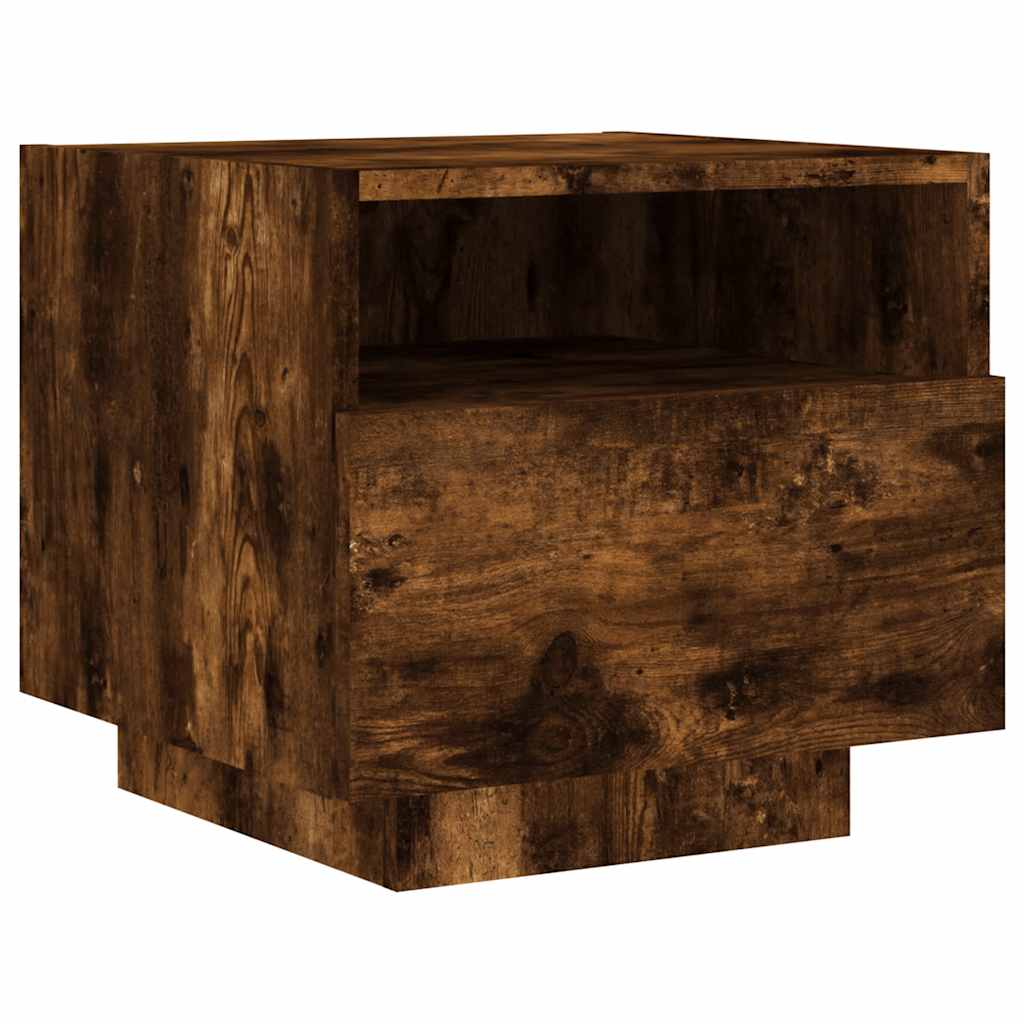 Table de chevet avec lumières LED chêne fumé 40x39x37 cm - XIOS