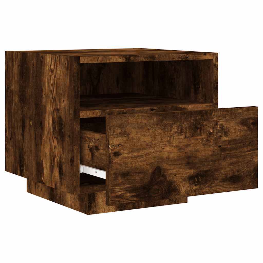 Table de chevet avec lumières LED chêne fumé 40x39x37 cm - XIOS