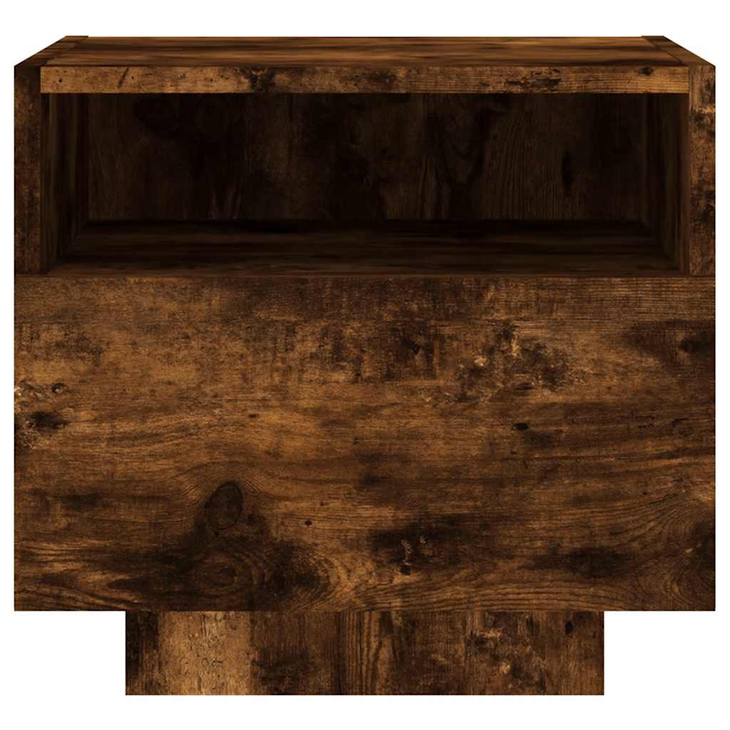 Table de chevet avec lumières LED chêne fumé 40x39x37 cm - XIOS