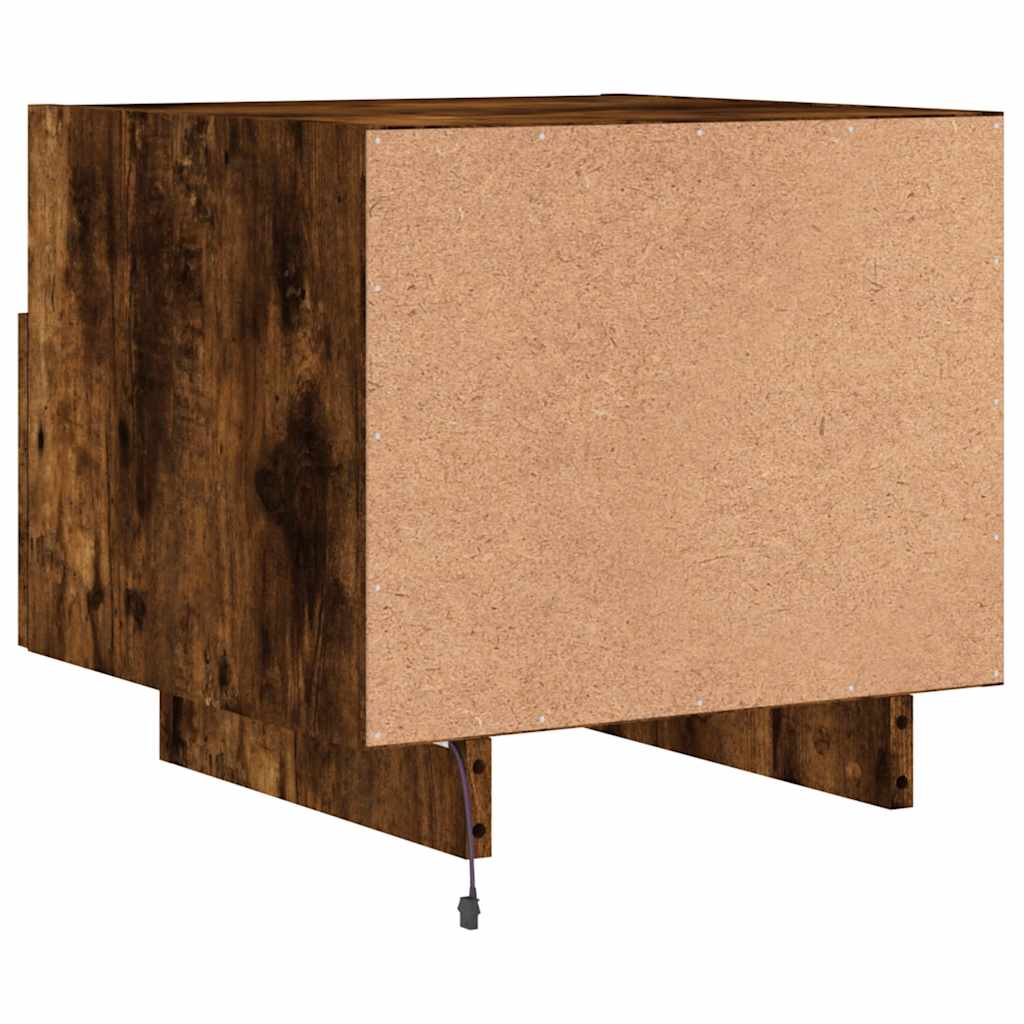 Table de chevet avec lumières LED chêne fumé 40x39x37 cm - XIOS