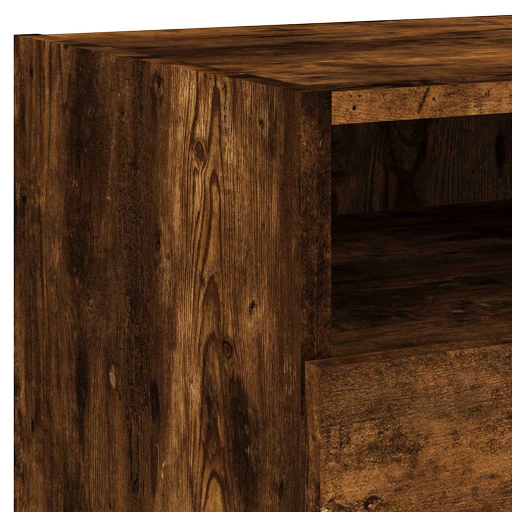 Table de chevet avec lumières LED chêne fumé 40x39x37 cm - XIOS