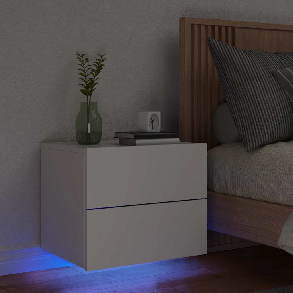 Table de chevet murale avec lumières LED blanc - XIOS