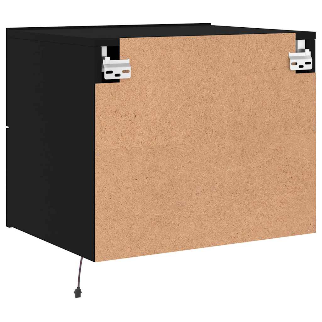 Table de chevet murale avec lumières LED noir