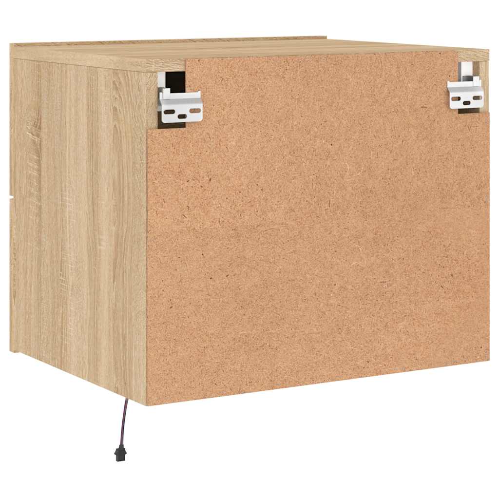 Table de chevet murale avec lumières LED chêne sonoma
