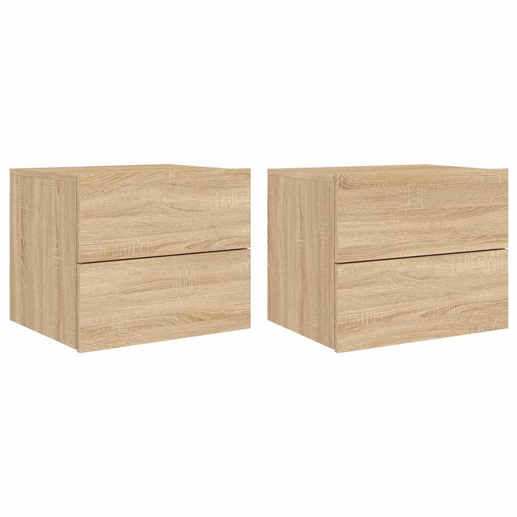Tables de chevet murales avec lumières LED 2 pcs chêne sonoma - XIOS