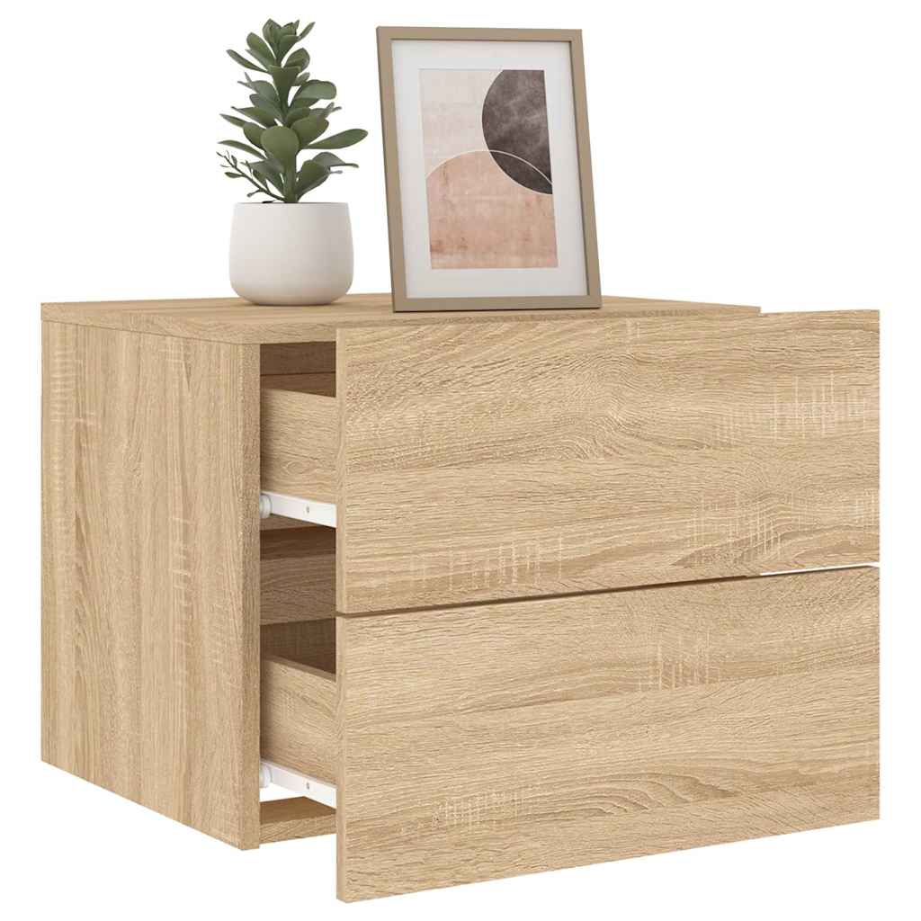 Tables de chevet murales avec lumières LED 2 pcs chêne sonoma - XIOS