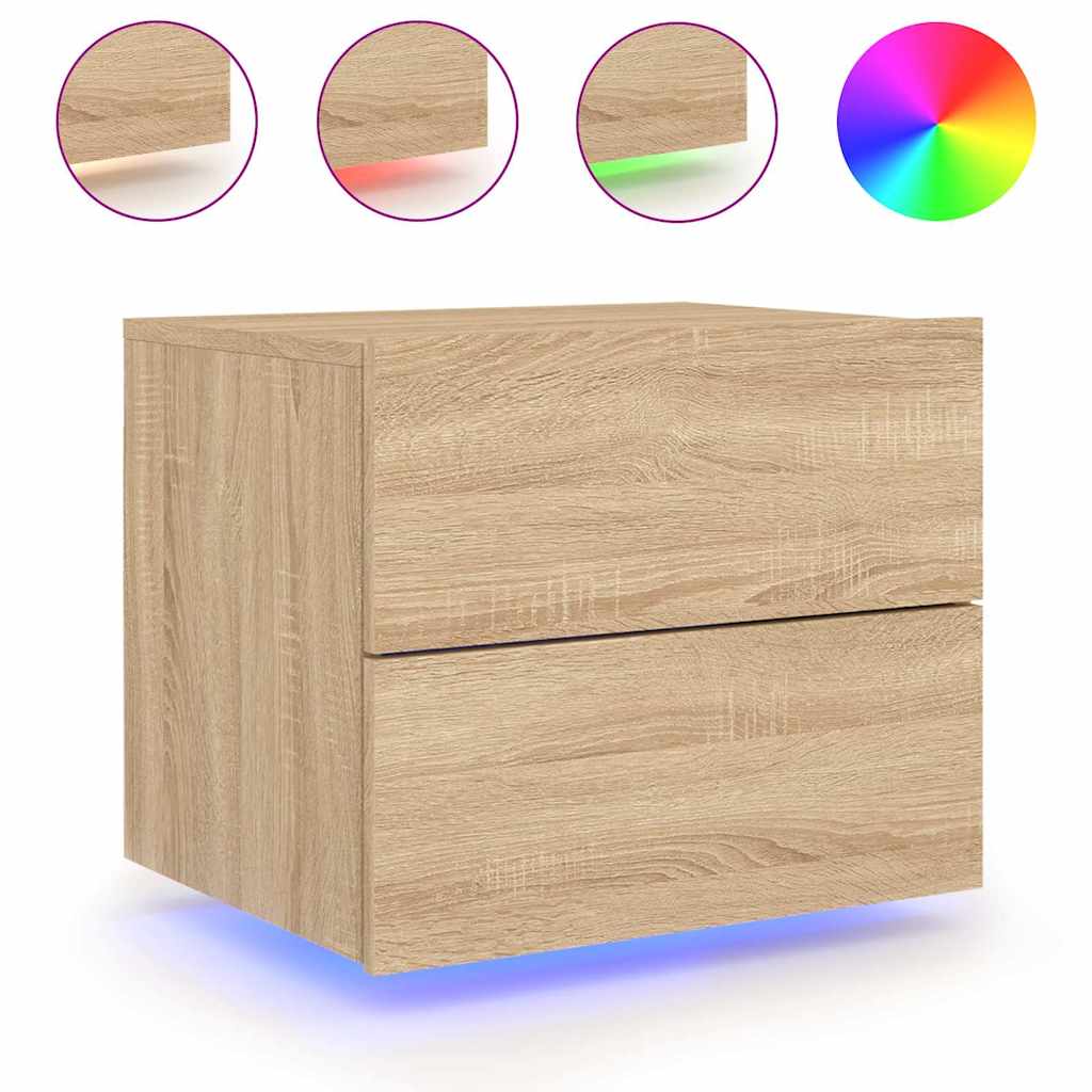 Tables de chevet murales avec lumières LED 2 pcs chêne sonoma - XIOS