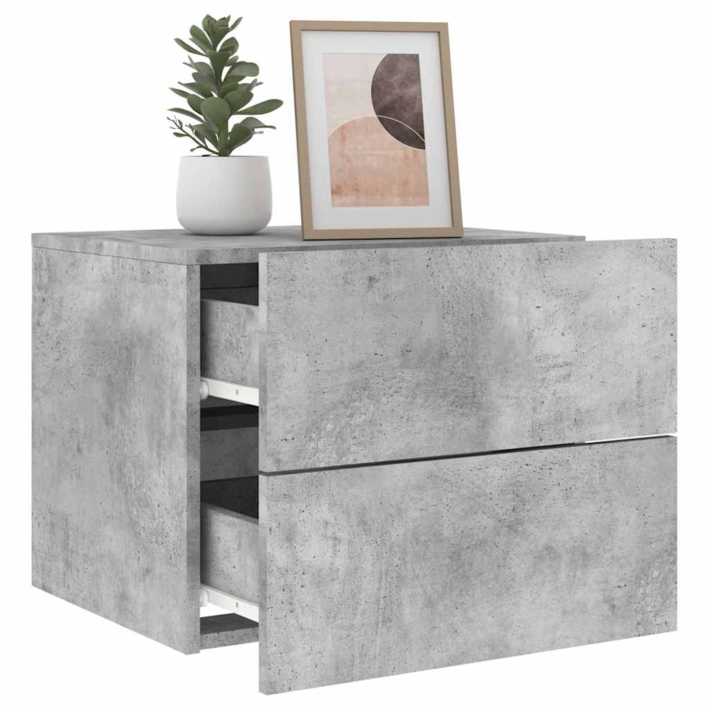 Tables de chevet murales avec lumières LED 2 pcs gris béton - XIOS