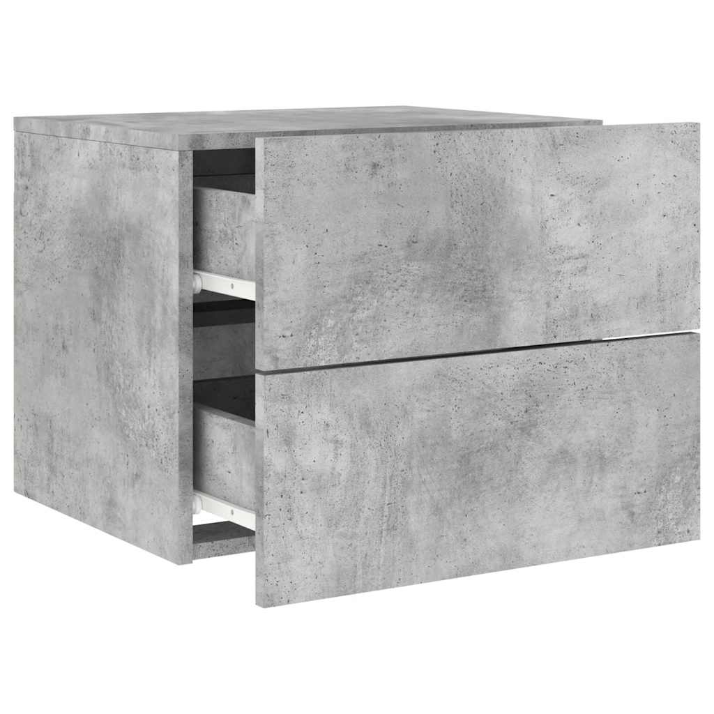 Tables de chevet murales avec lumières LED 2 pcs gris béton - XIOS