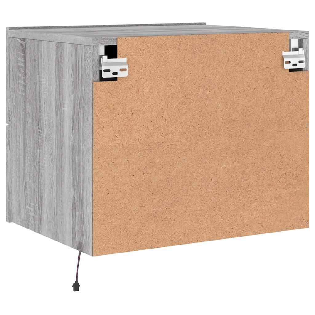 Table de chevet murale avec lumières LED sonoma gris