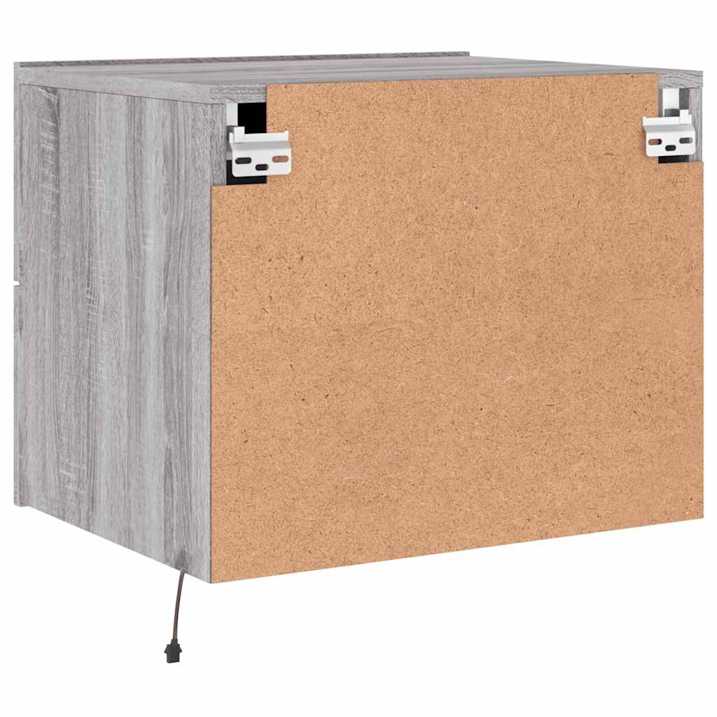 Tables de chevet murales avec lumières LED 2 pcs sonoma gris