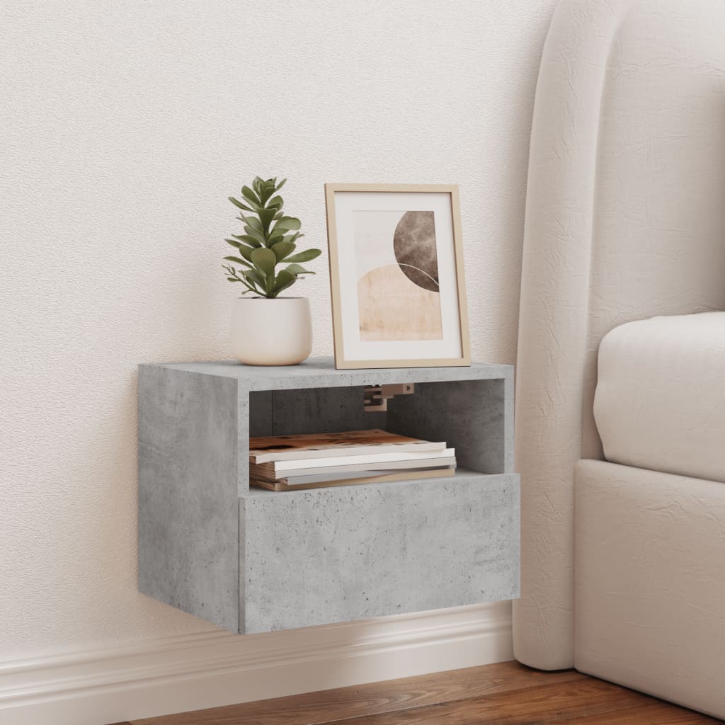 Meuble TV mural gris béton 40x30x30 cm bois d'ingénierie - XIOS