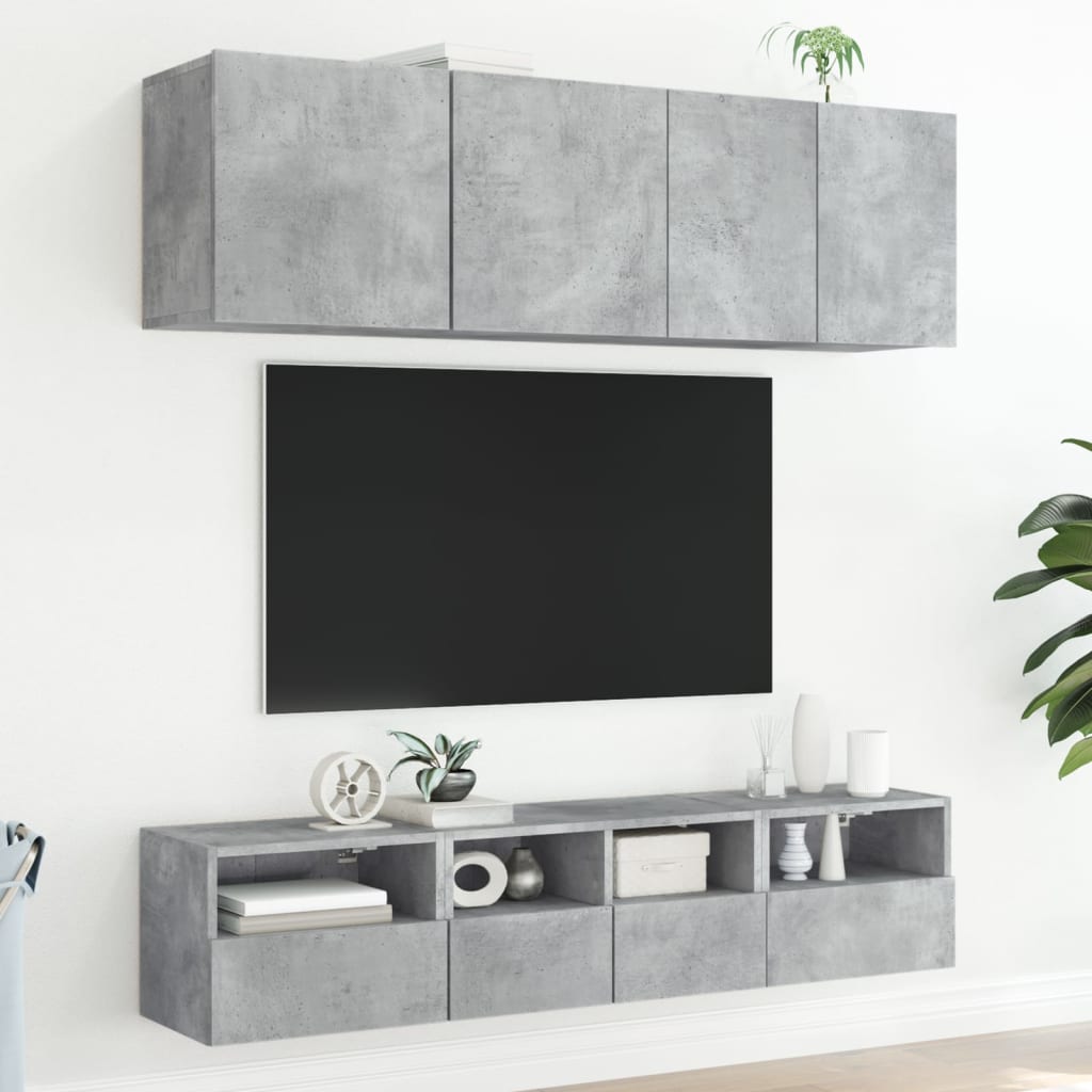 Meuble TV mural gris béton 40x30x30 cm bois d'ingénierie - XIOS