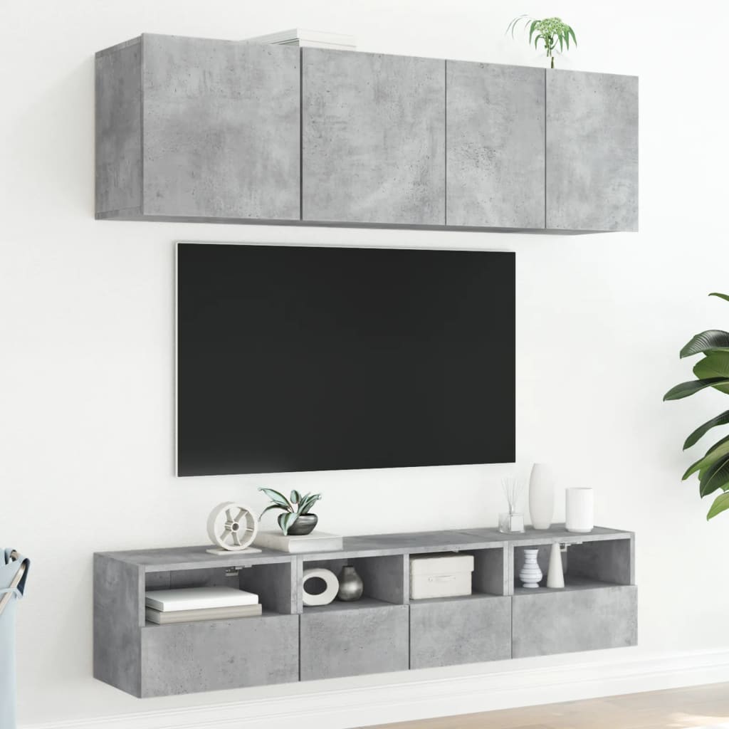 Meubles TV muraux 2 pcs gris béton 40x30x30cm bois d'ingénierie - XIOS