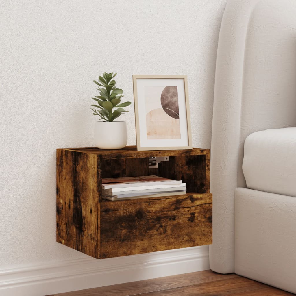 Meuble TV mural chêne fumé 40x30x30 cm bois d'ingénierie - XIOS
