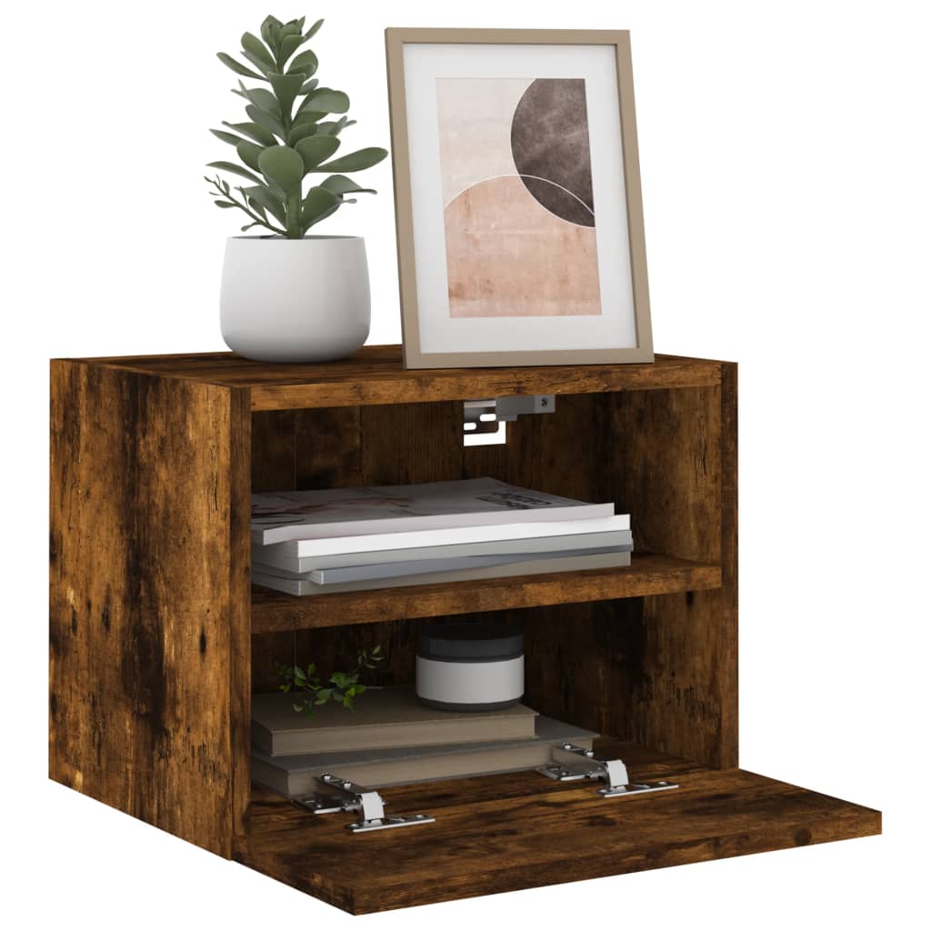 Meuble TV mural chêne fumé 40x30x30 cm bois d'ingénierie - XIOS