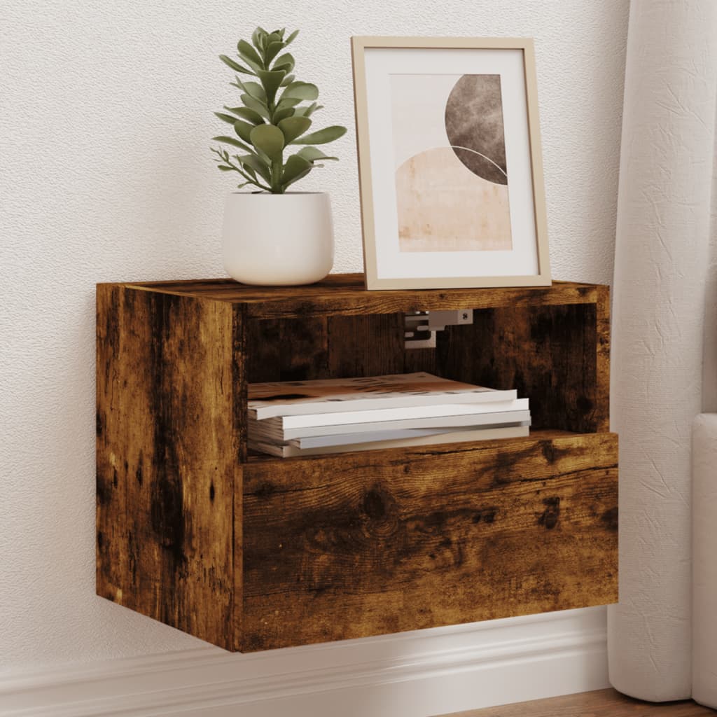 Meuble TV mural chêne fumé 40x30x30 cm bois d'ingénierie - XIOS