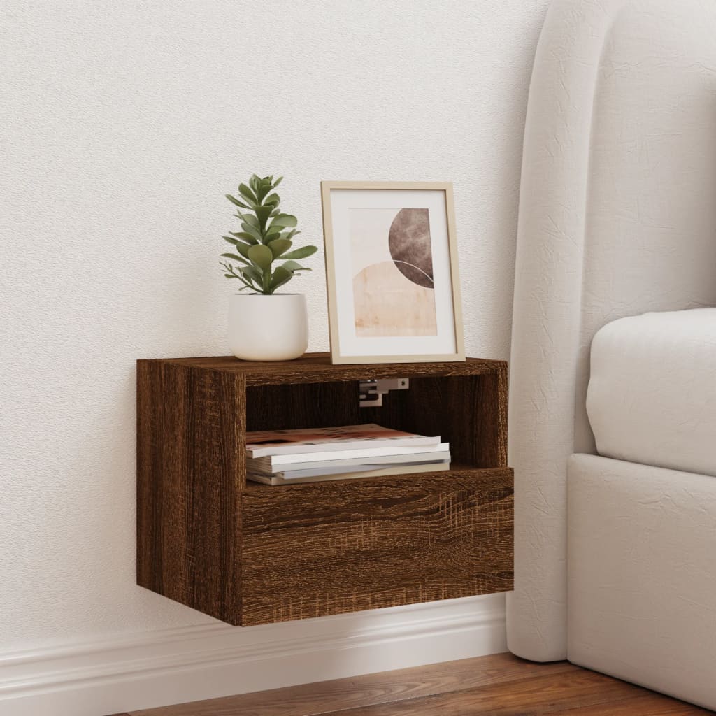 Meuble TV mural chêne marron 40x30x30 cm bois d'ingénierie - XIOS