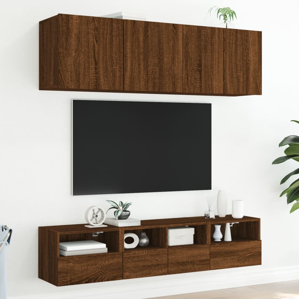 Meuble TV mural chêne marron 40x30x30 cm bois d'ingénierie - XIOS