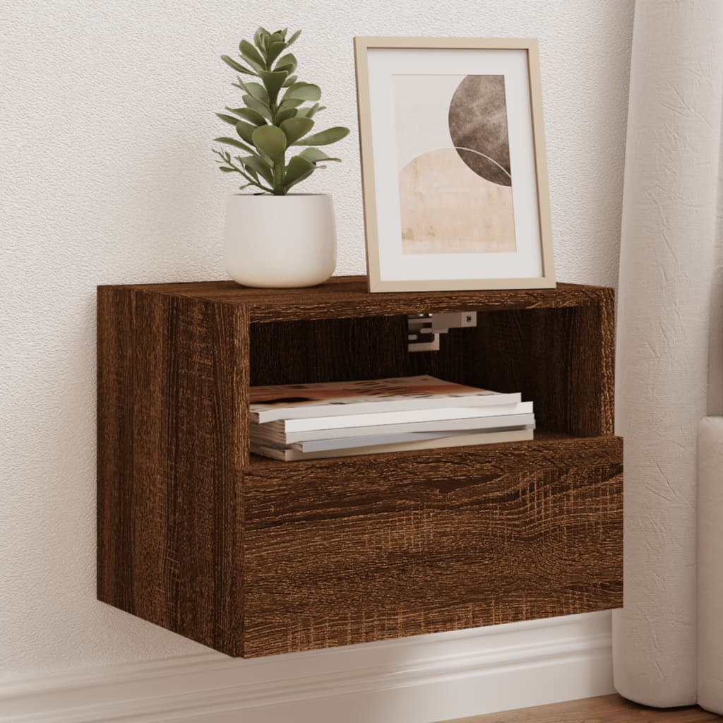 Meuble TV mural chêne marron 40x30x30 cm bois d'ingénierie - XIOS