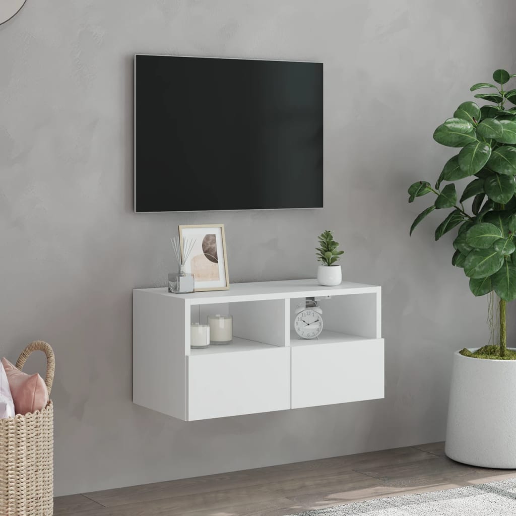 Meuble TV mural blanc 60x30x30 cm bois d'ingénierie - XIOS