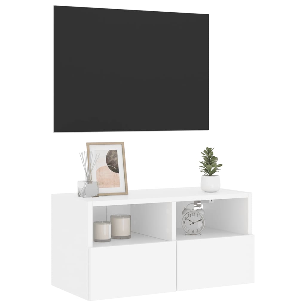 Meuble TV mural blanc 60x30x30 cm bois d'ingénierie - XIOS